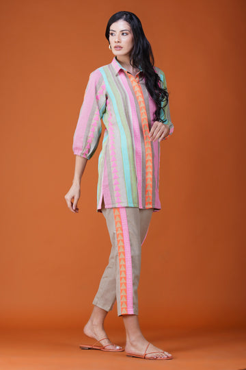 Beige Multi coloured Boho Coord Set. (SET OF 2)
