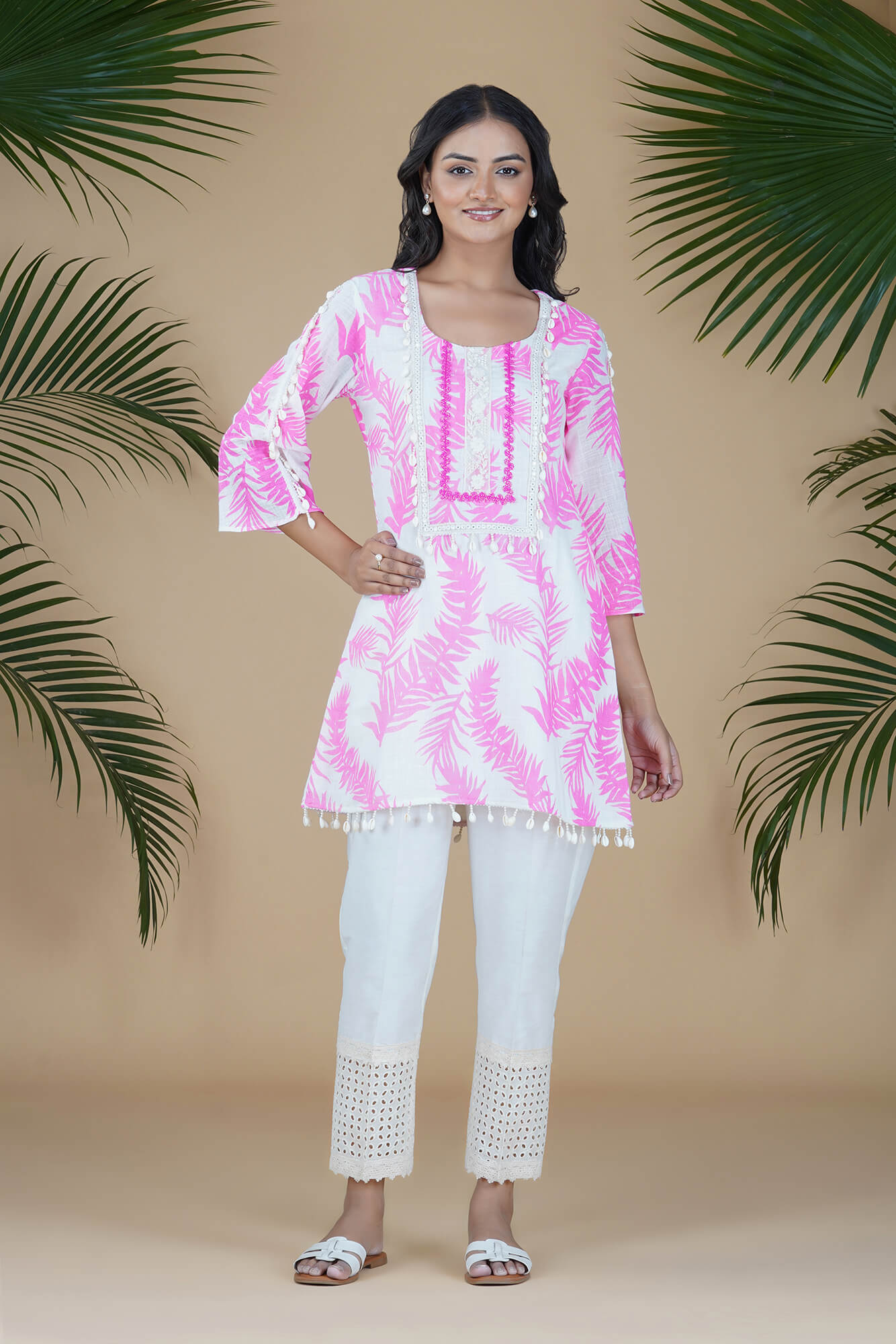 Pink Printed Silk Blend Co-Ord Sets