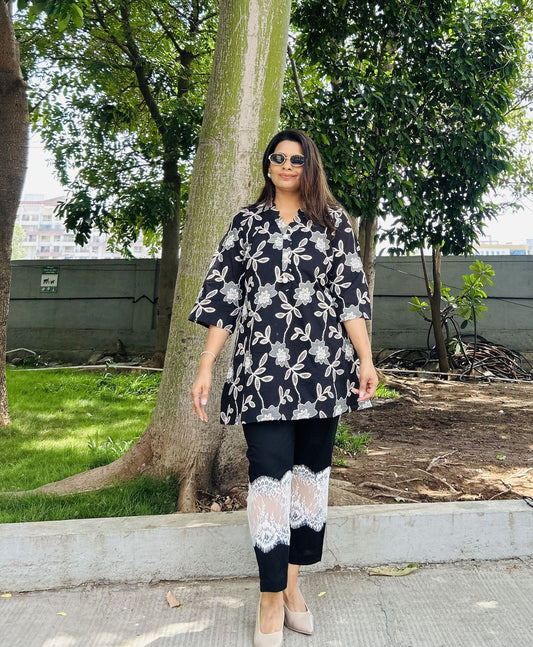 Black Embroidered Celia Set