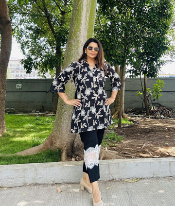 Black Embroidered Celia Set