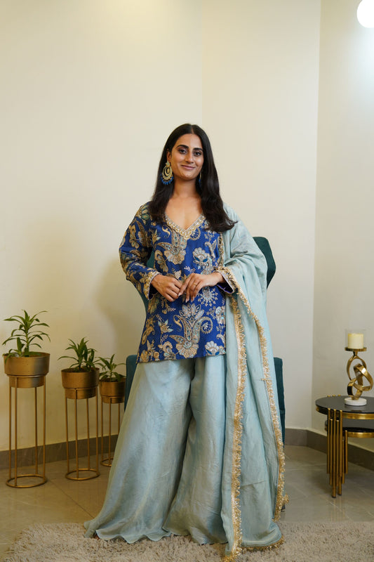Blue Embroidered Saishaa set