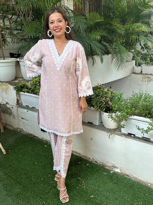Baby Pink Firdoza set