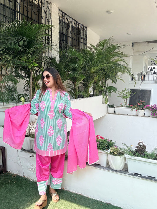 Green and Pink Floral set