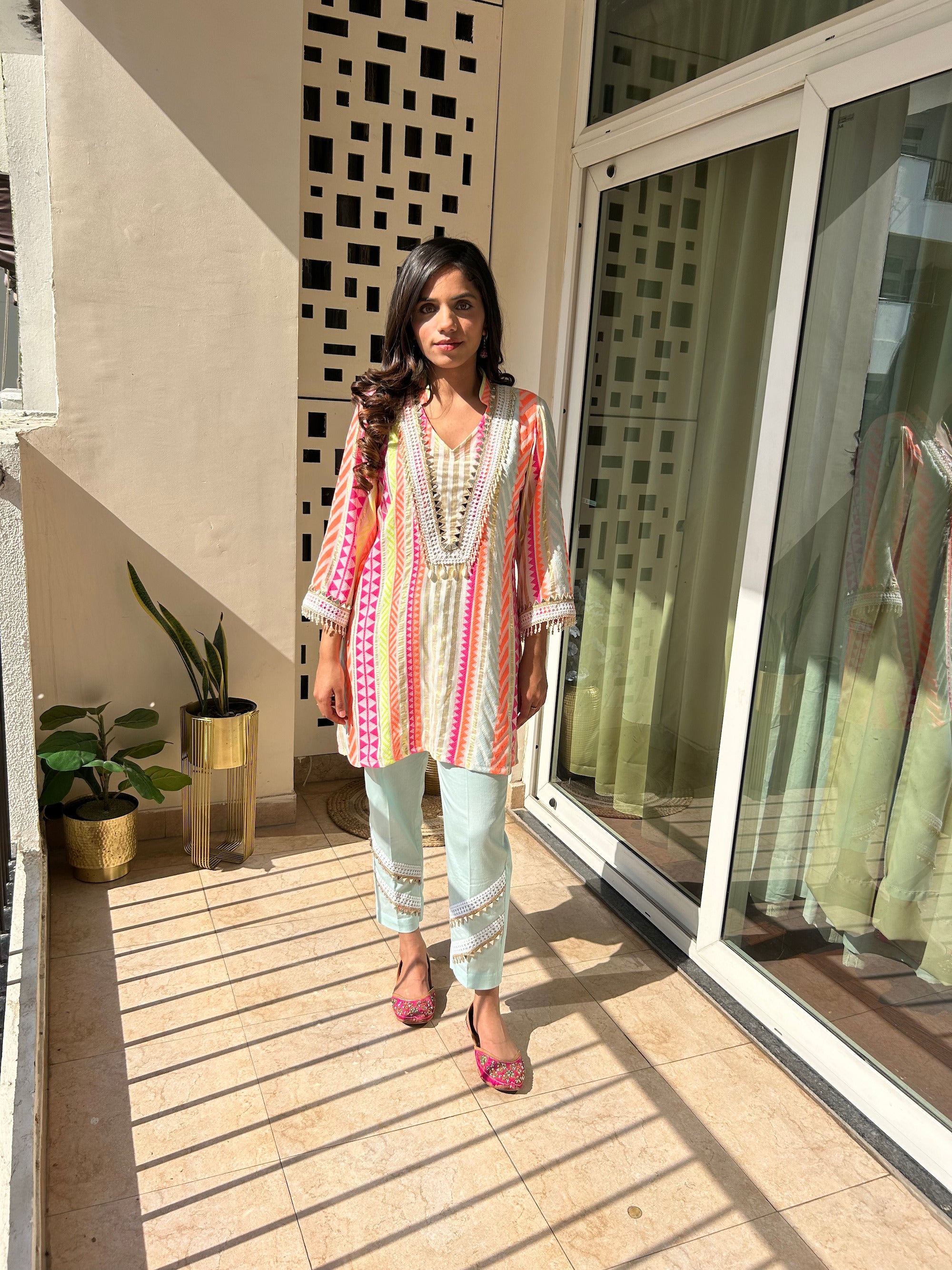 Neon Multi coloured Boho Kurta