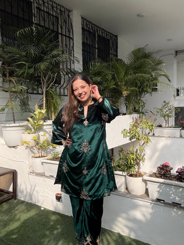 Emerald Green Velvet Co-Ord Set