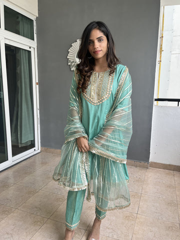 Sea Green Gotta Dupatta Suit Set