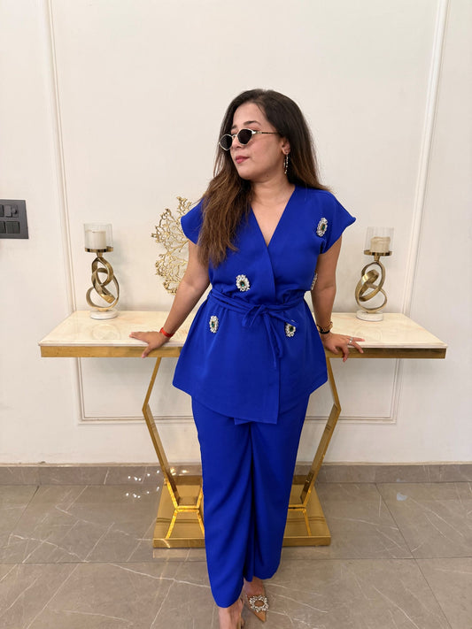 Sapphire Bloom Wrap Co-ord Set