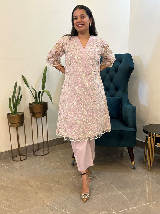 Lavender 3D Floral Co ord set