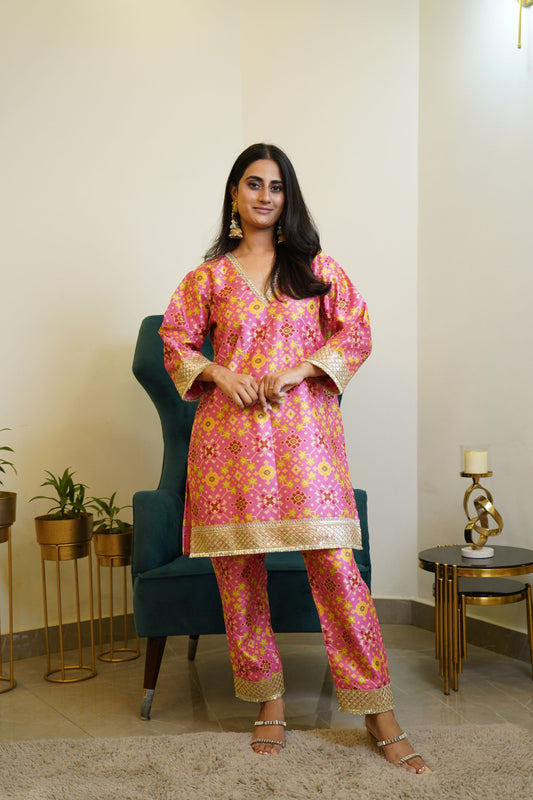 Hot Pink Patola Co ord Set