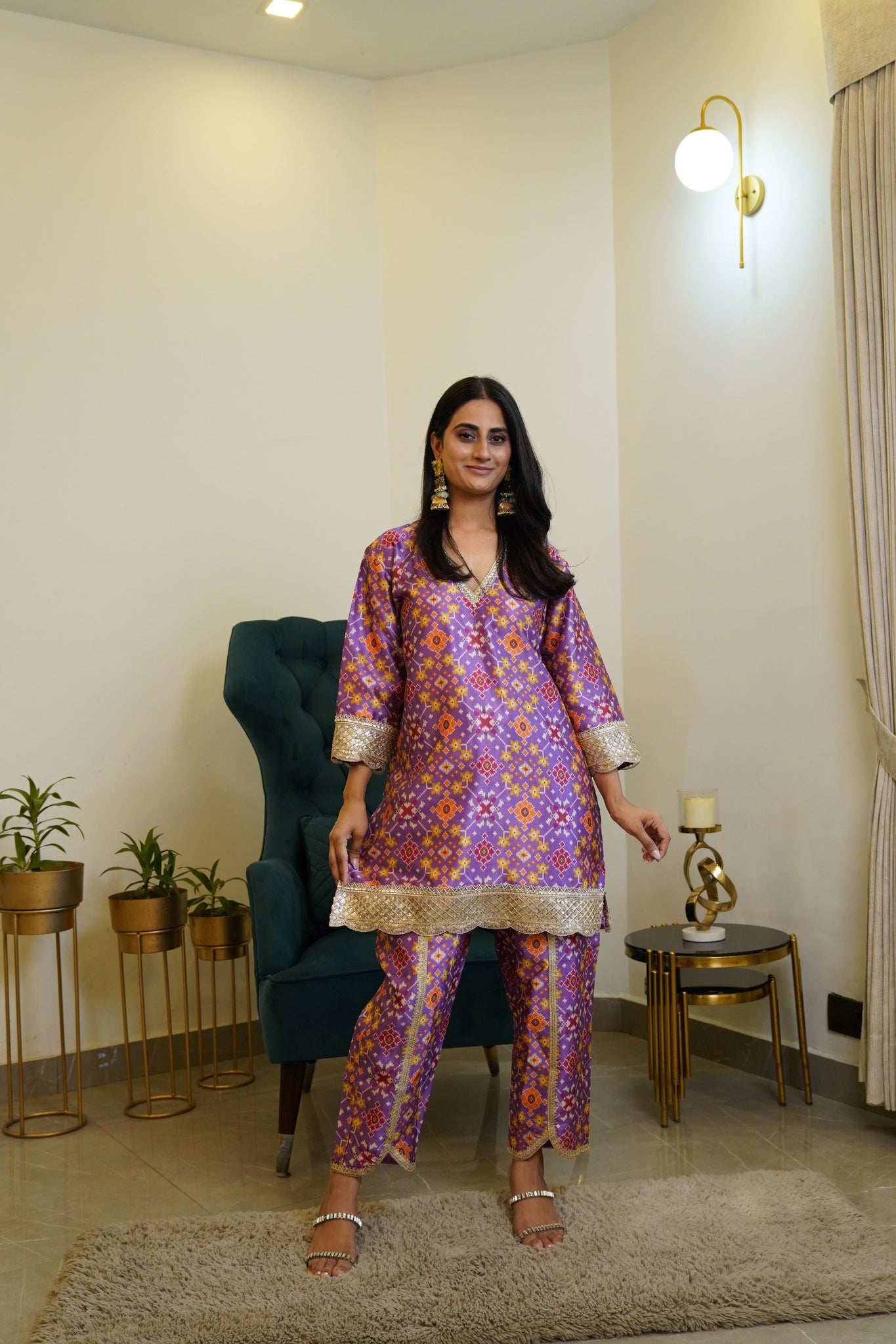 Purple Patola Co ord Set