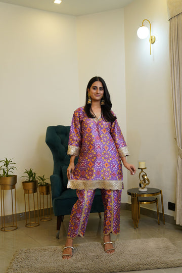 Purple Patola Co ord Set