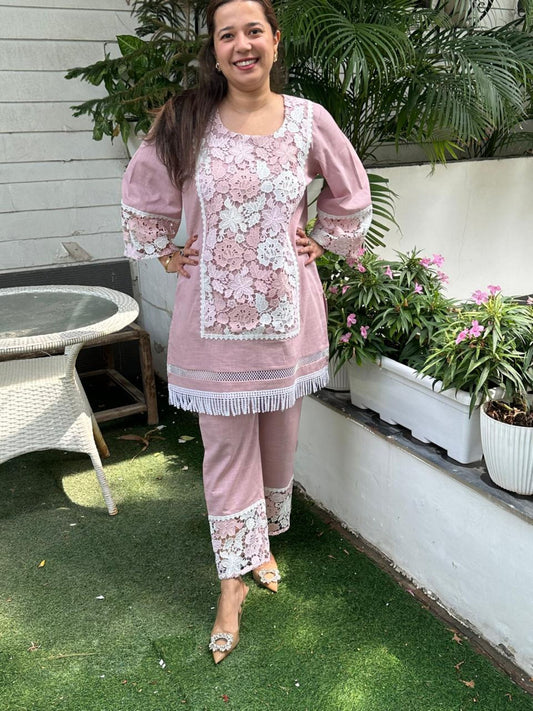 Pale Pink Saya Crochet Cord Set