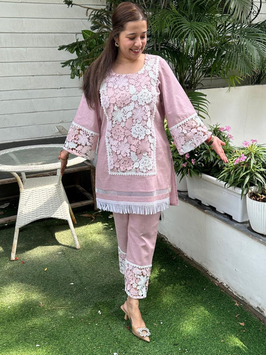 Pale Pink Saya Crochet Cord Set