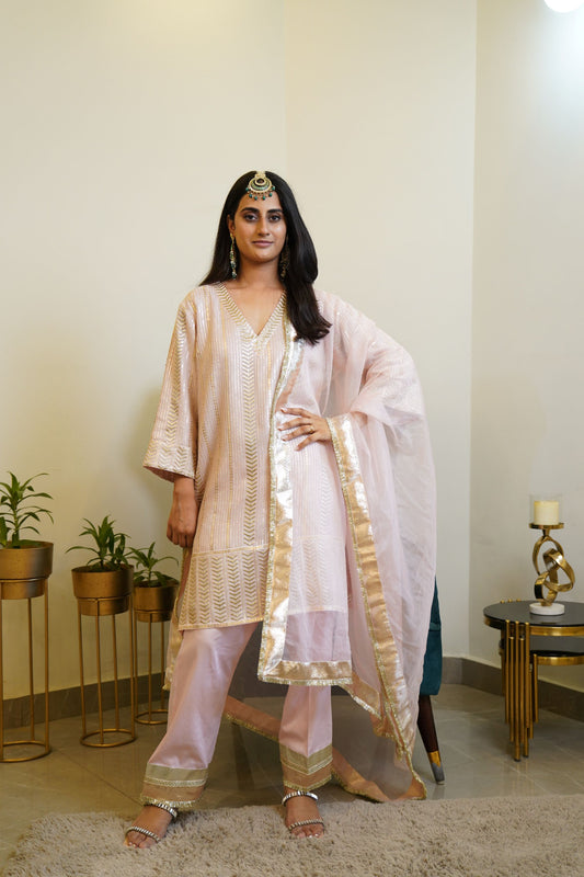 Pink Sequence Embroidered Farshi Salwar Set