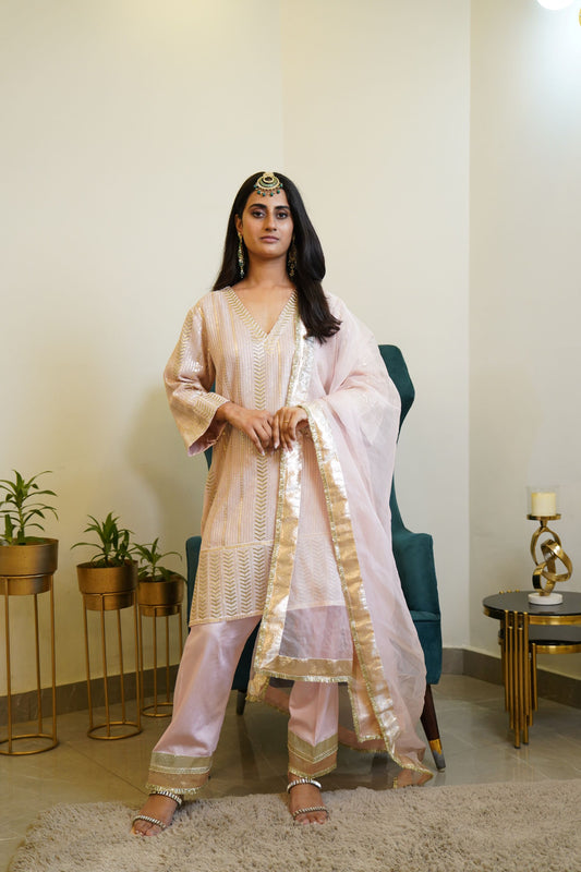 Pink Sequence Embroidered Farshi Salwar Set