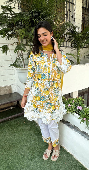 Yellow Baroque Style Kurta Set