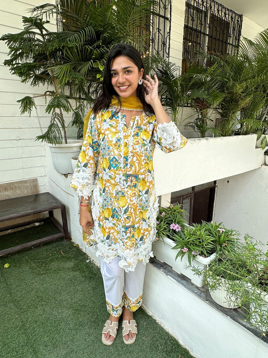 Yellow Baroque Style Kurta Set