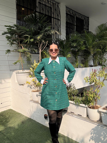 Green Tweed Retro Dress