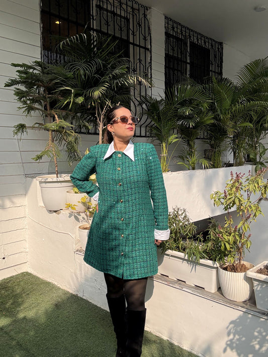 Green Tweed Retro Dress