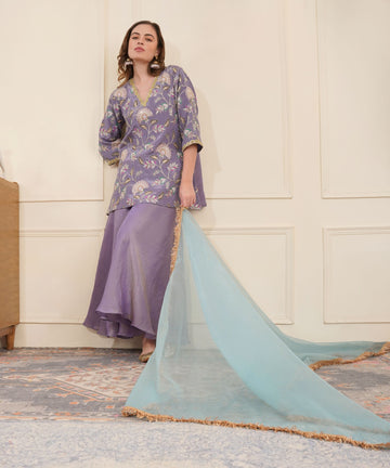 Lavender  Embroidered Saishaa set