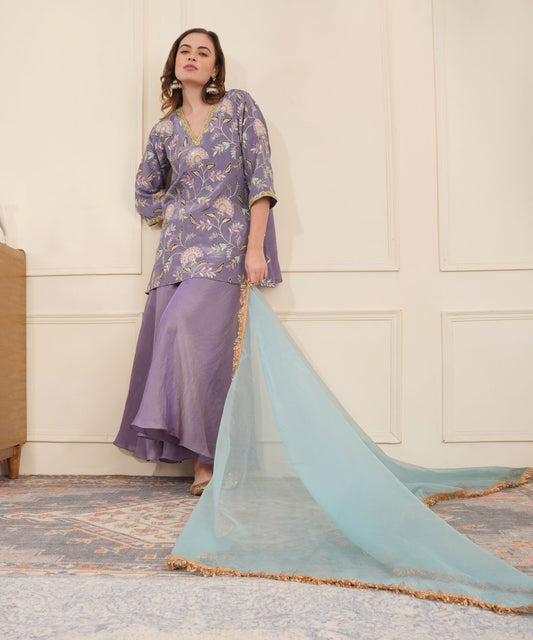 Lavender  Embroidered Saishaa set