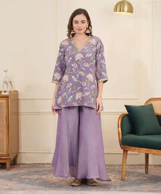 Lavender  Embroidered Saishaa set