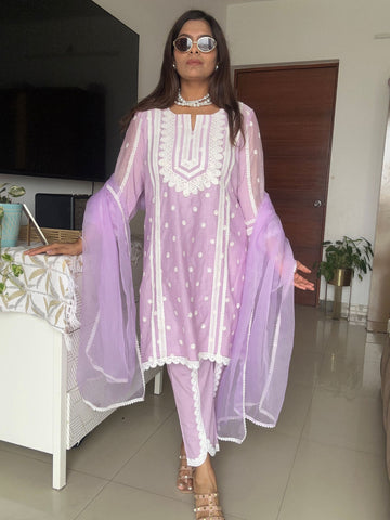 Lilac Cutwork Nazrana Suit Set