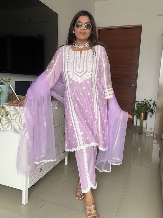 Lilac Cutwork Nazrana Suit Set