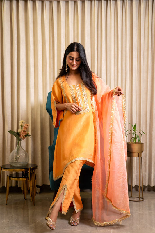 Maharani Orange Tissue Suit Set