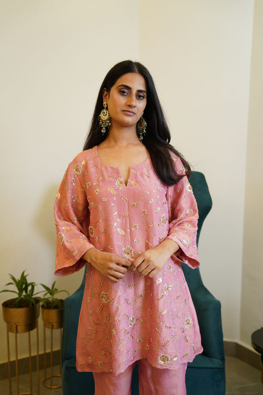 Pink Embroidered Zaheen Co-Ord Set