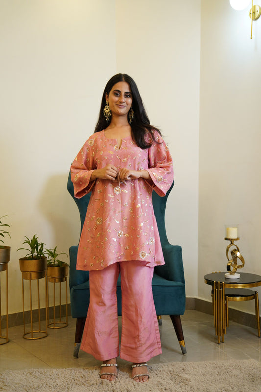 Pink Embroidered Zaheen Co-Ord Set