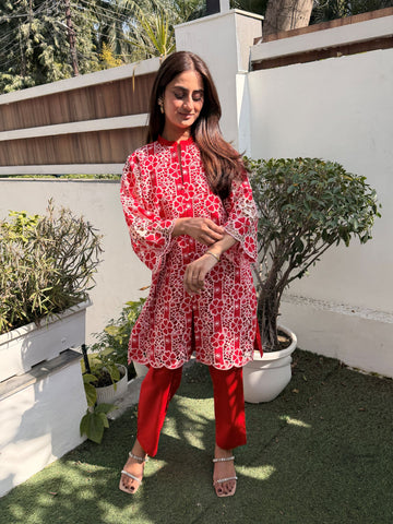 Red Floral Venice Cord Set