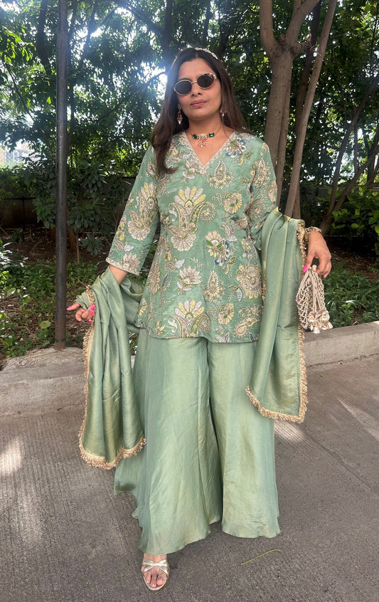 Green Embroidered Saisha Set